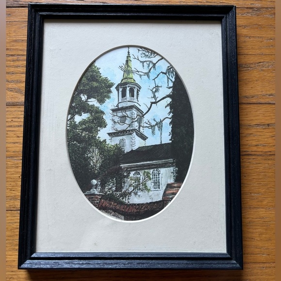 Framed Vintage 1977 St. Helena’s Episcopal Church Limited Numbered Print Signed
